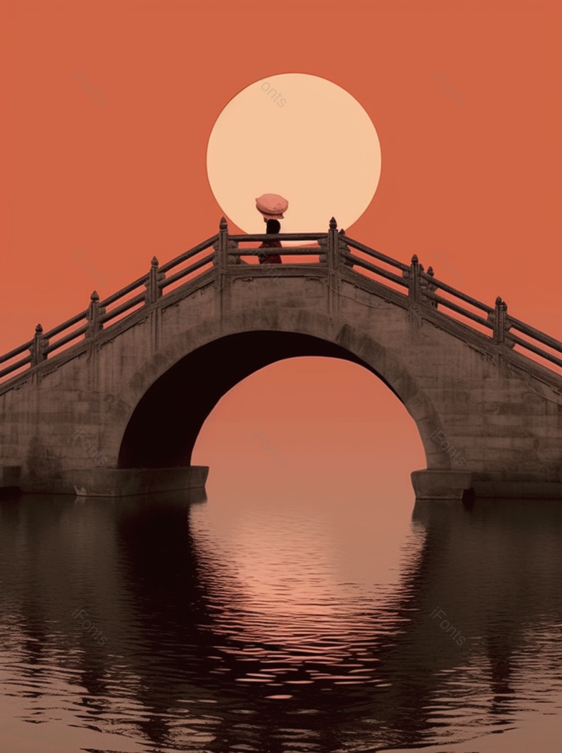 月亮下的古老拱桥夜景摄影图,高清,摄影图,摄影图片,图片大全,摄影图免费下载